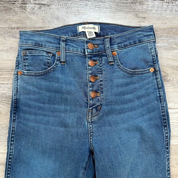 Madewell 10" High Rise Skinny Jeans Raw Hem Button Fly Dark Wash Size 26 - Picture 4 of 11